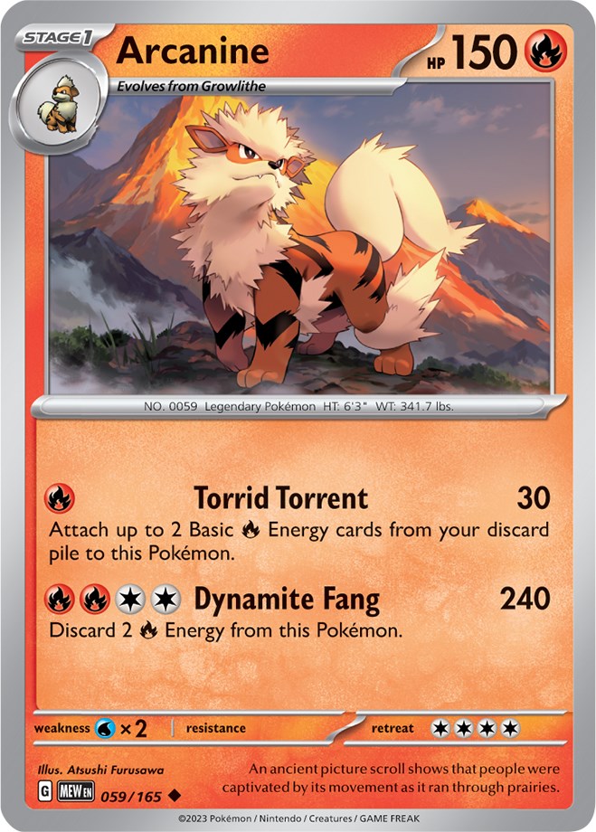 arcanine pokemon card v Arcanine (059/165) [Scarlet & Violet 151] Moderately Played