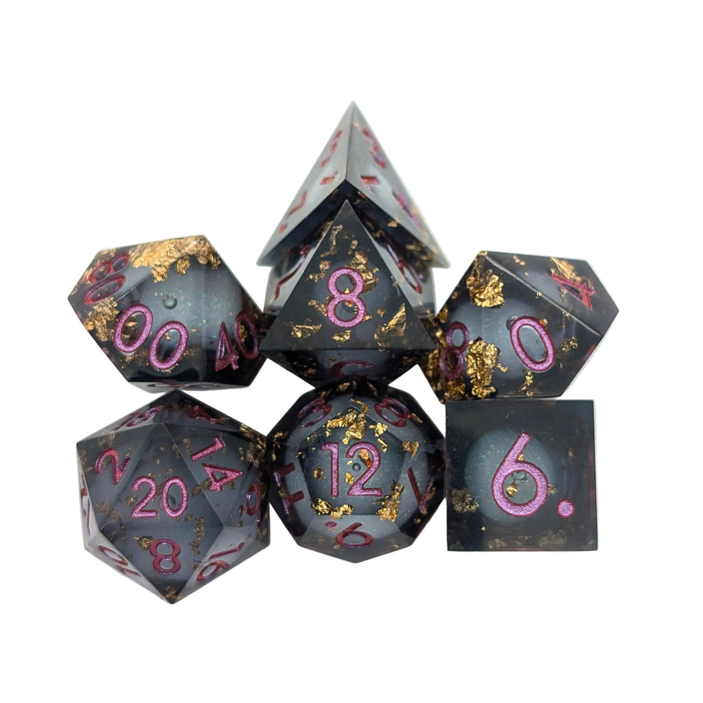 Foil Black Liquid Core Dice Set