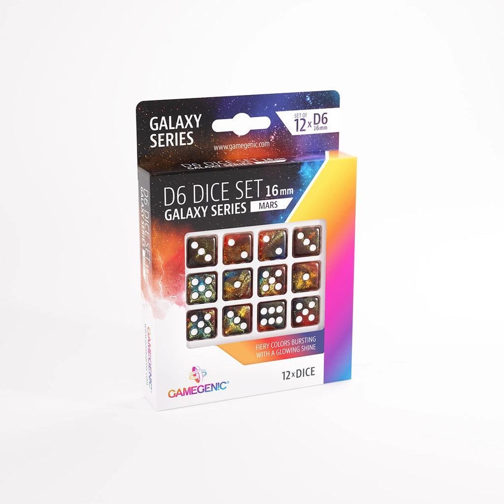 D6 DICE SET (set of 12)  GALAXY SERIES (Mars)