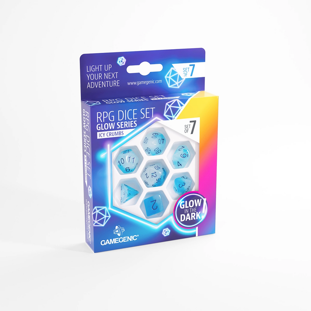RPG DICE SET (set of 7)  GLOW SERIES (Icy Crumbs)