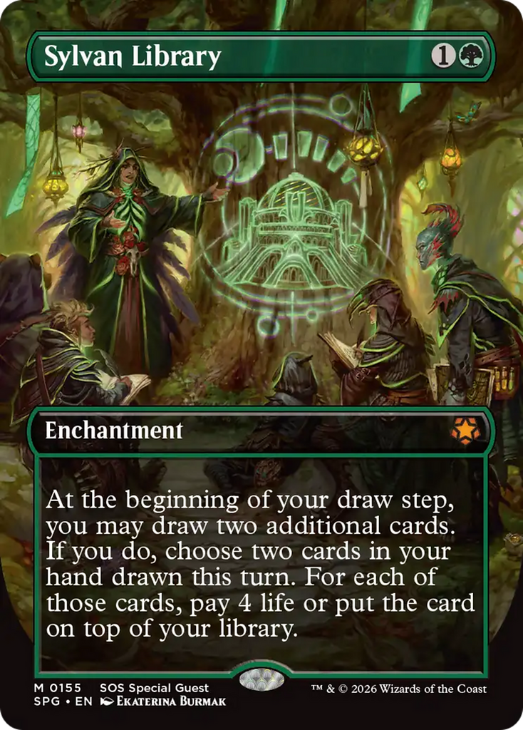 Sylvan Library (Borderless) [Secrets of Strixhaven Special Guests]