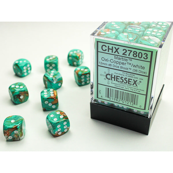 12mm 36d6 Marble: Oxi-Copper/White