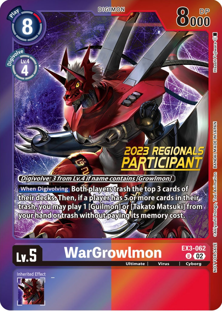 WarGrowlmon [EX3-062] (2023 Regionals Participant) [Draconic Roar Promos]